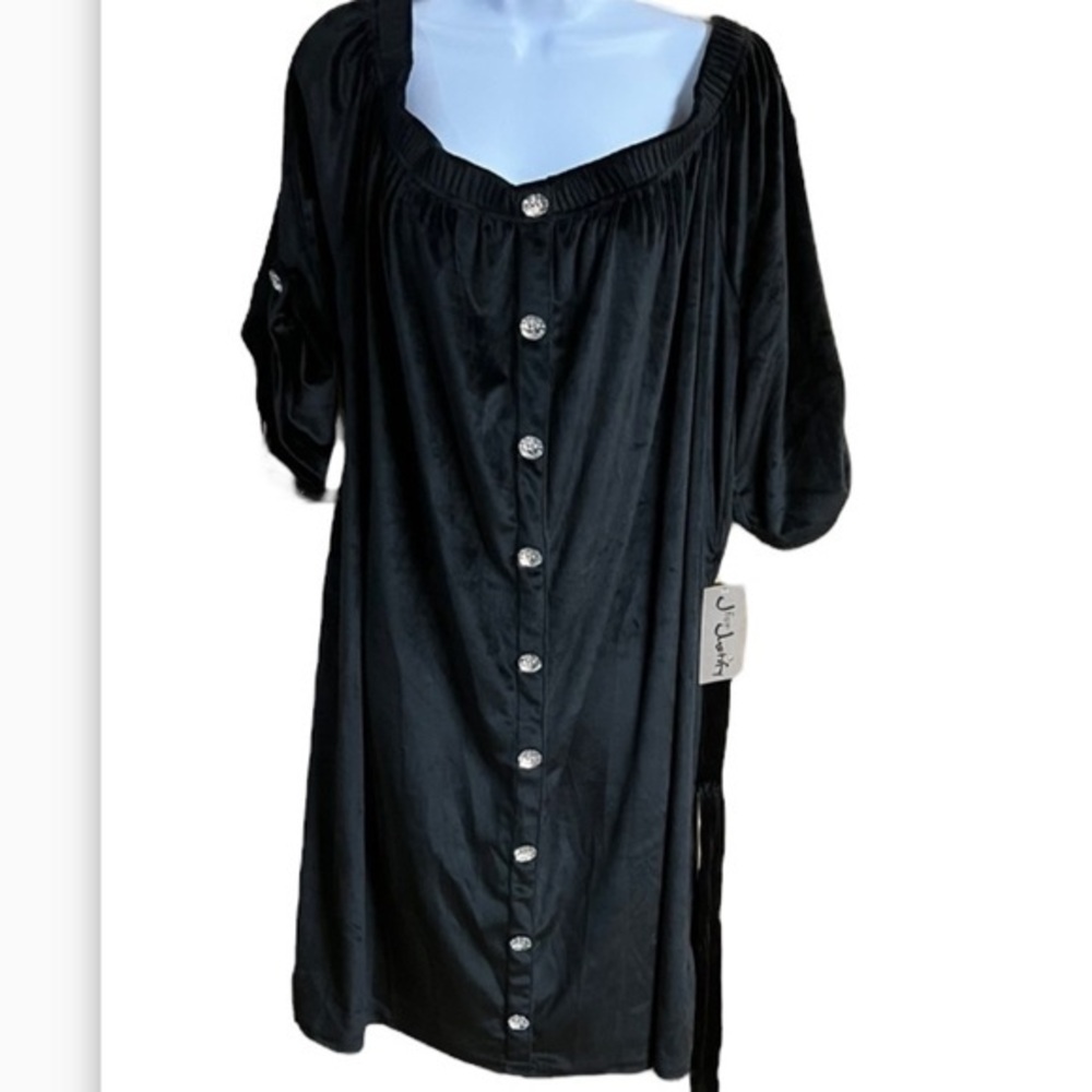 Black off shoulder short dress cover up 3x plus size rhinestones sleeves soft